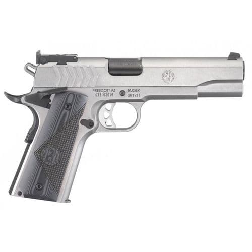 Ruger SR1911 Target 9mm Semi-Auto Pistol, 5" Barrel, 9-RD, G10 Grips, Stainless Ruger SR1911 Target 9mm Semi-Auto Pistol, 5" Barrel, 9-RD, G10 Grips, Stainless