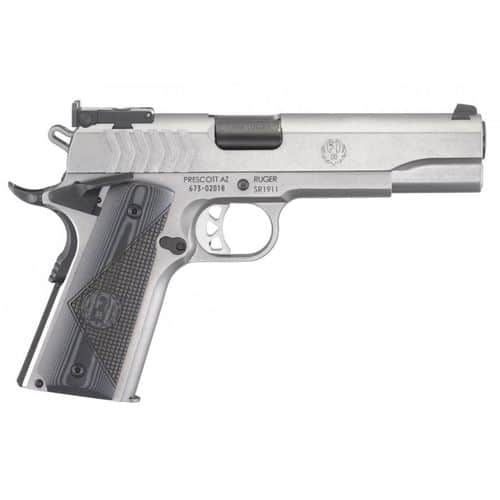 Ruger SR1911 Target 9mm Semi-Auto Pistol, 5" Barrel, 9-RD, G10 Grips, Stainless Ruger SR1911 Target 9mm Semi-Auto Pistol, 5" Barrel, 9-RD, G10 Grips, Stainless
