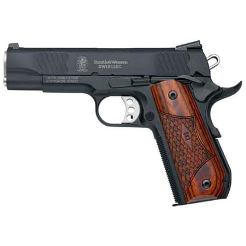 Smith & Wesson 1911 E-Series 45 ACP 4.25in Barrel Laminate Wood Grips Black Smith & Wesson 1911 E-Series 45 ACP 4.25in Barrel Laminate Wood Grips Black