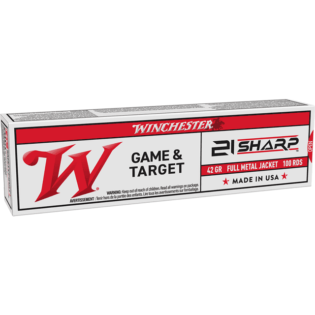 Winchester Ammo USA 21 Sharp 37gr Full Metal Jacket 100 Per Box Winchester Ammo USA 21 Sharp 37gr Full Metal Jacket 100 Per Box
