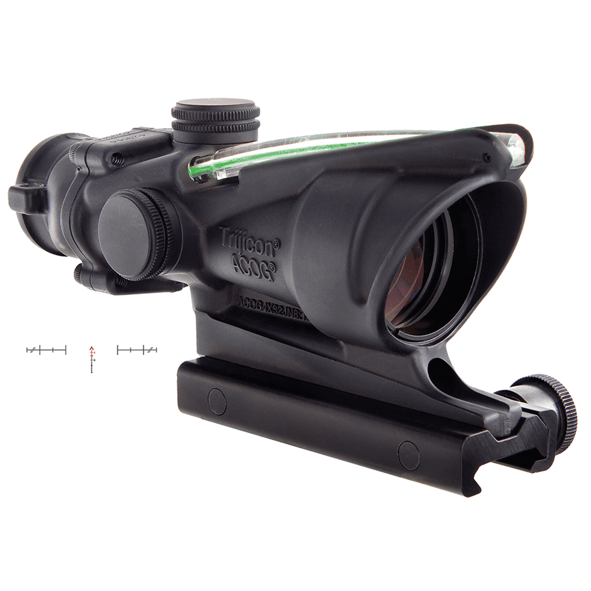 Trijicon 100229 ACOG Black Hardcoat Anodized 4x 32mm Illuminated Green Chevron Reticle Trijicon 100229 ACOG Black Hardcoat Anodized 4x 32mm Illuminated Green Chevron Reticle
