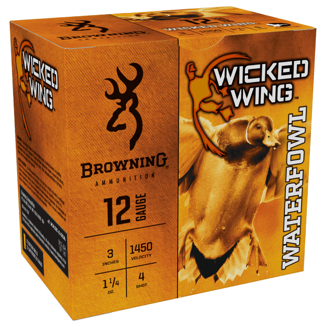 Browning Ammo B193421234 Wicked Wing 12 Gauge 3" 1 1/4oz 4 Shot 25 Per Box Browning Ammo B193421234 Wicked Wing 12 Gauge 3" 1 1/4oz 4 Shot 25 Per Box