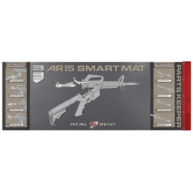 Real Avid AVAR15SM AR-15 Smart Mat Black/Red 43" x 16" AR-15 Diagram Illustration Real Avid AVAR15SM AR-15 Smart Mat Black/Red 43" x 16" AR-15 Diagram Illustration