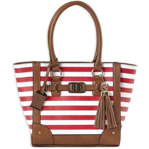 Bulldog BDP051 Tote Cherry Stripe Leather 17" x 12" x 5" Bulldog BDP051 Tote Cherry Stripe Leather 17" x 12" x 5"