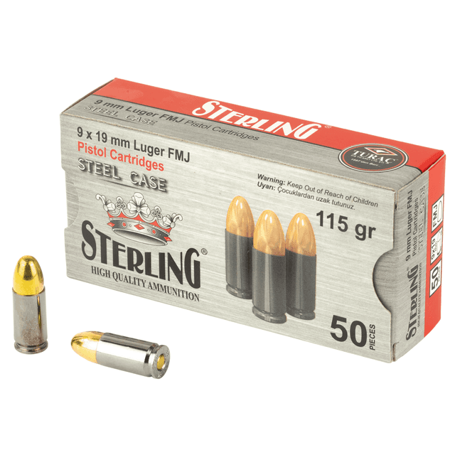 Sterling 9mm Luger 115gr Full Metal Jacket 50 Per Box 8698779957674 Sterling 9mm Luger 115gr Full Metal Jacket 50 Per Box 8698779957674