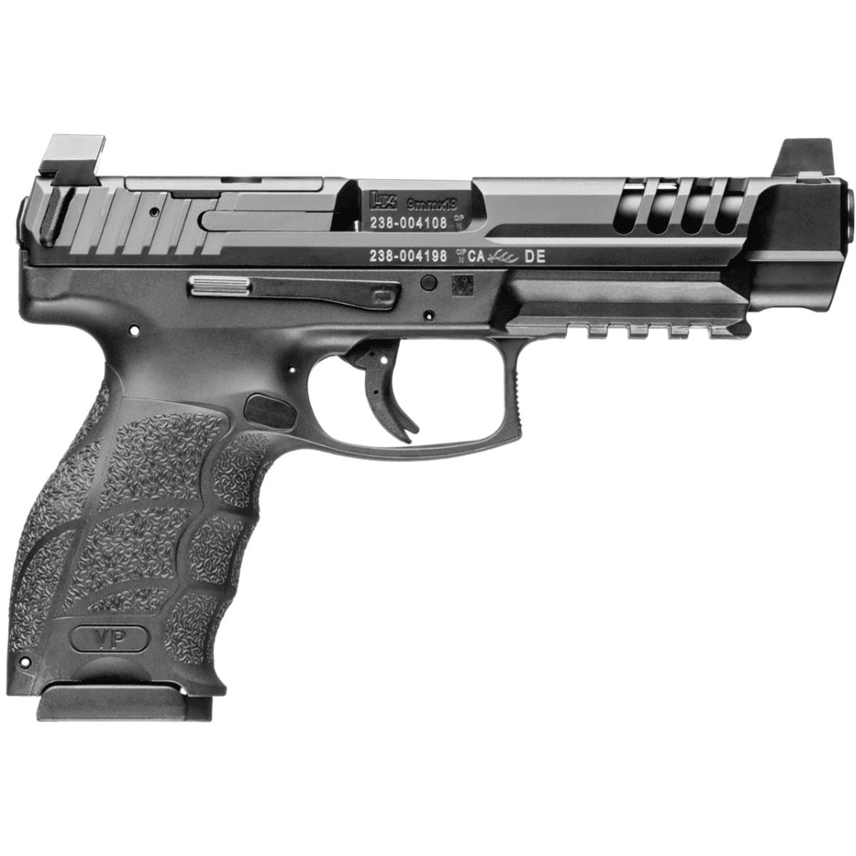 HK 81001159 VP9L SCS 9mm Luger 15+1 5" Polygonal Rifled Barrel, Long/Lightening Cuts/Optic Cut SCS Steel Slide HK 81001159 VP9L SCS 9mm Luger 15+1 5" Polygonal Rifled Barrel, Long/Lightening Cuts/Optic Cut SCS Steel Slide