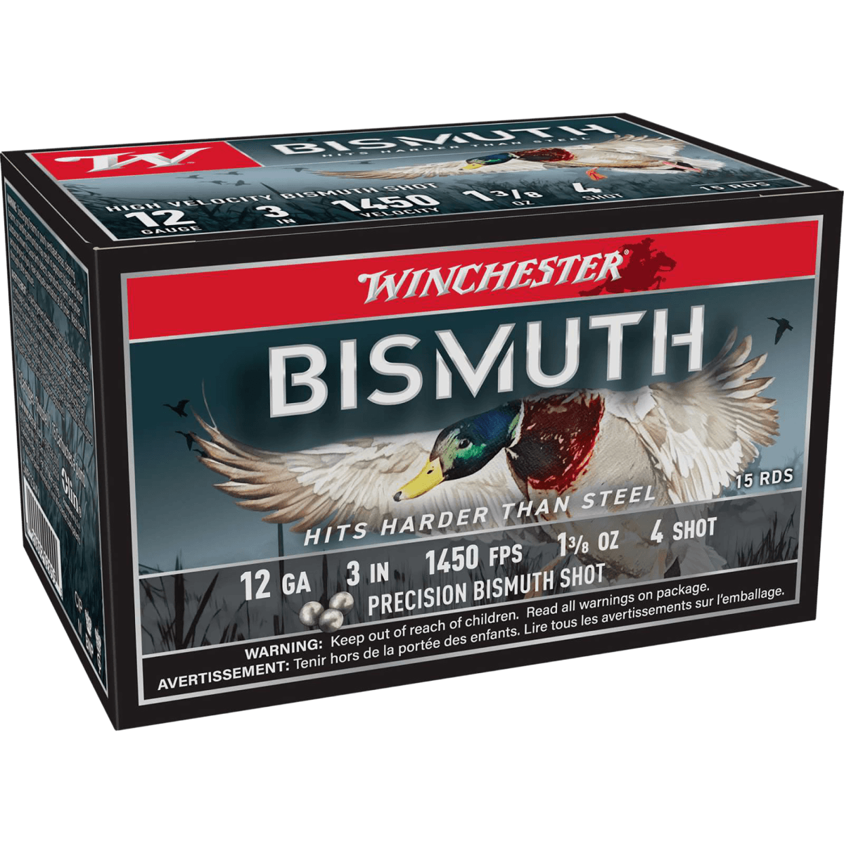 Winchester Ammo 12 Gauge 3" 1 3/8oz 4 Shot 15 Per Box Winchester Ammo 12 Gauge 3" 1 3/8oz 4 Shot 15 Per Box