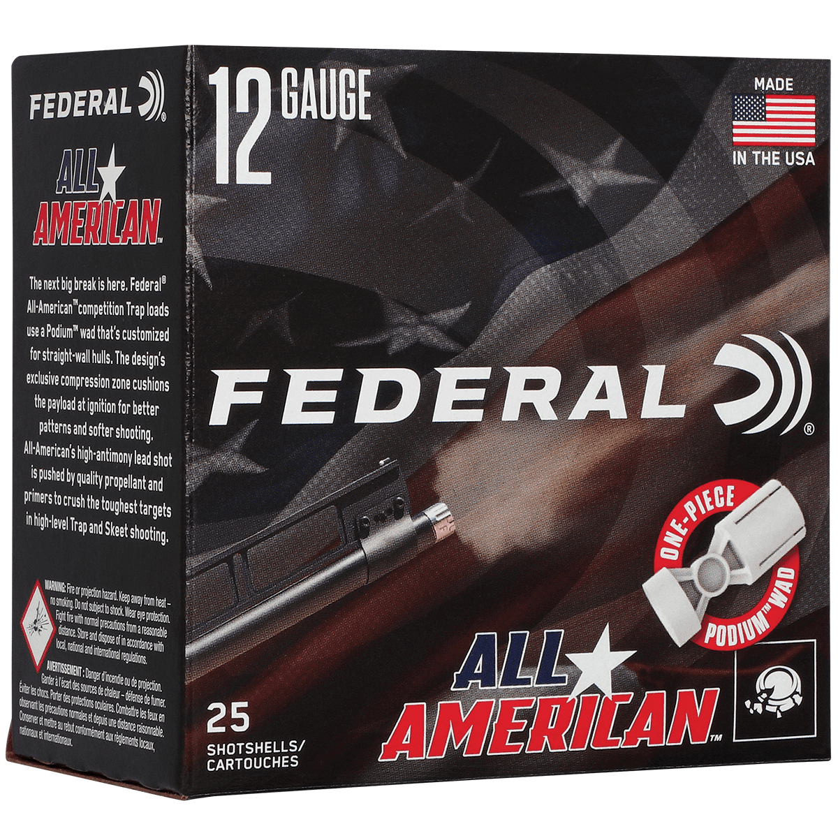 Federal FAA12L8 All-American 12 Gauge 2.75" 1 1/8oz 8 Shot 25 Per Box Federal FAA12L8 All-American 12 Gauge 2.75" 1 1/8oz 8 Shot 25 Per Box