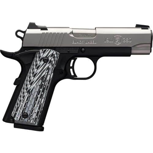 BROWNING 1911-380 BLACK LABEL PRO COMPACT SINGLE 380 AUTOMATIC COLT PISTOL (ACP) FO 3.62" 8+1 BLACK G10 GRIP STAINLESS STEEL BROWNING 1911-380 BLACK LABEL PRO COMPACT SINGLE 380 AUTOMATIC COLT PISTOL (ACP) FO 3.62" 8+1 BLACK G10 GRIP STAINLESS STEEL