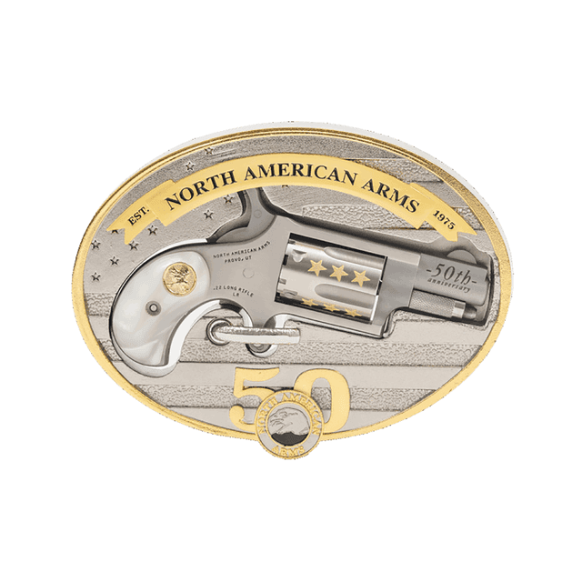 North American Arms Mini-Revolver w/Belt Buckle 22 LR 5 Shot 1.13" Stainless Steel 22LRBBO50 North American Arms Mini-Revolver w/Belt Buckle 22 LR 5 Shot 1.13" Stainless Steel 22LRBBO50