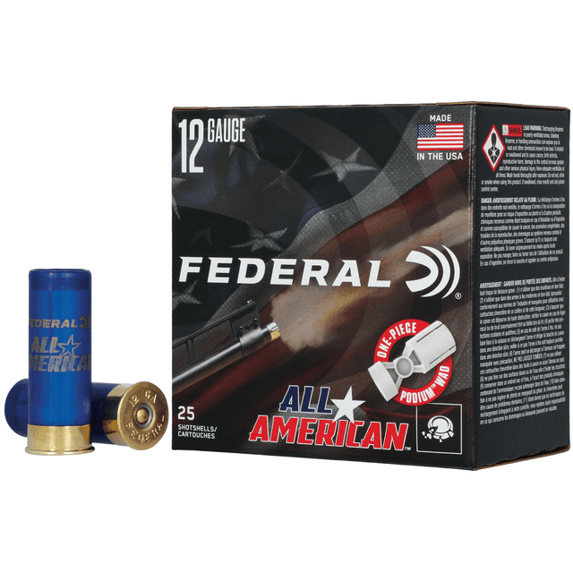 Federal All-American 12 Gauge 2.75" 1 1/8 oz 7.5 Shot 25 Per Box FAA12H75 Federal All-American 12 Gauge 2.75" 1 1/8 oz 7.5 Shot 25 Per Box FAA12H75