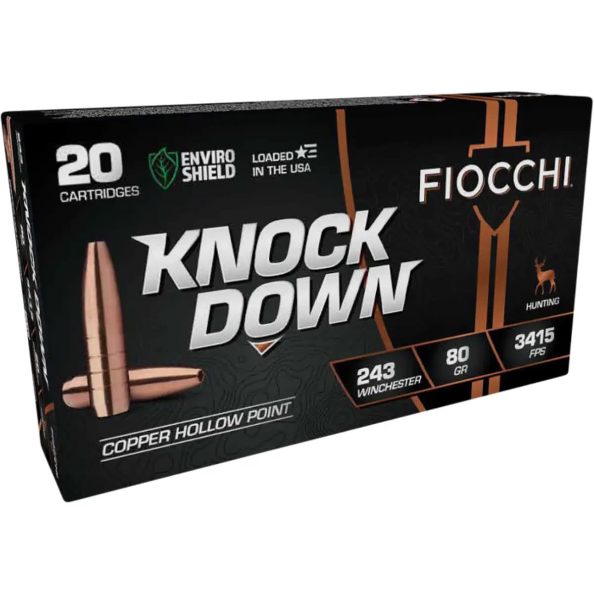 Fiocchi 243BHC Knock Down 243 Win 80gr Copper Hollow Point 20 Per Box Fiocchi 243BHC Knock Down 243 Win 80gr Copper Hollow Point 20 Per Box