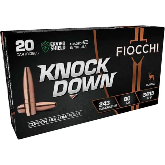 Fiocchi 243BHC Knock Down 243 Win 80gr Copper Hollow Point 20 Per Box Fiocchi 243BHC Knock Down 243 Win 80gr Copper Hollow Point 20 Per Box