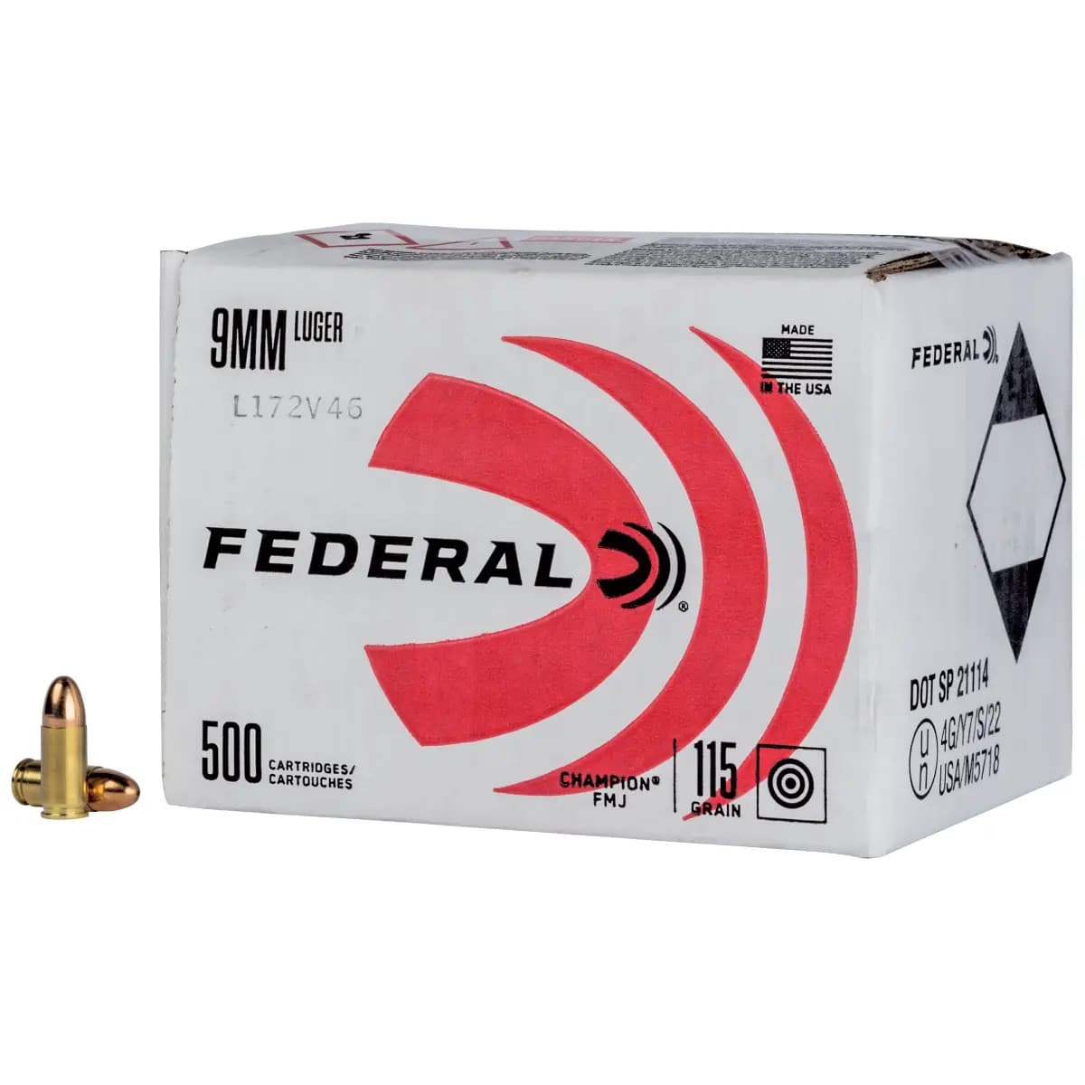 Federal Champion Training 9mm Luger 115gr Full Metal Jacket 500rds *Bulk Package C9115A500 Federal Champion Training 9mm Luger 115gr Full Metal Jacket 500rds *Bulk Package C9115A500