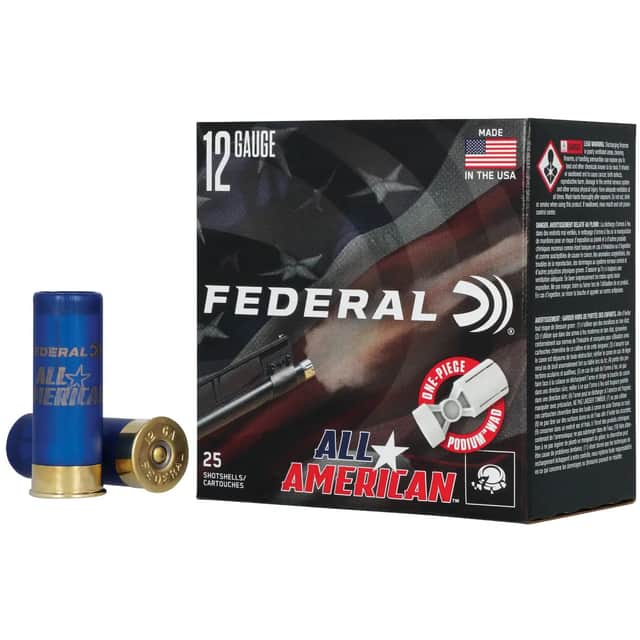 Federal All-American 12 Gauge 2.75" 1 1/8 oz 7.5 Shot 25 Per Box FAA12HC75 Federal All-American 12 Gauge 2.75" 1 1/8 oz 7.5 Shot 25 Per Box FAA12HC75