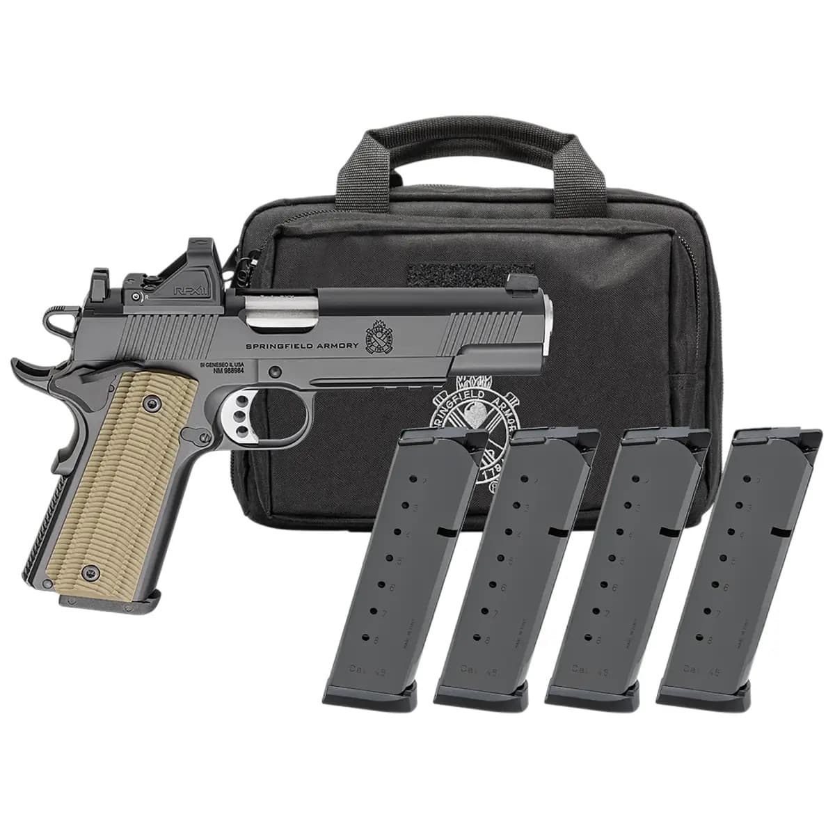 Springfield Armory 1911 Operator AOS Gear Pac 45 ACP 8+1 5" Stainless Match Grade Barrel PO9230AOSPAC Springfield Armory 1911 Operator AOS Gear Pac 45 ACP 8+1 5" Stainless Match Grade Barrel PO9230AOSPAC