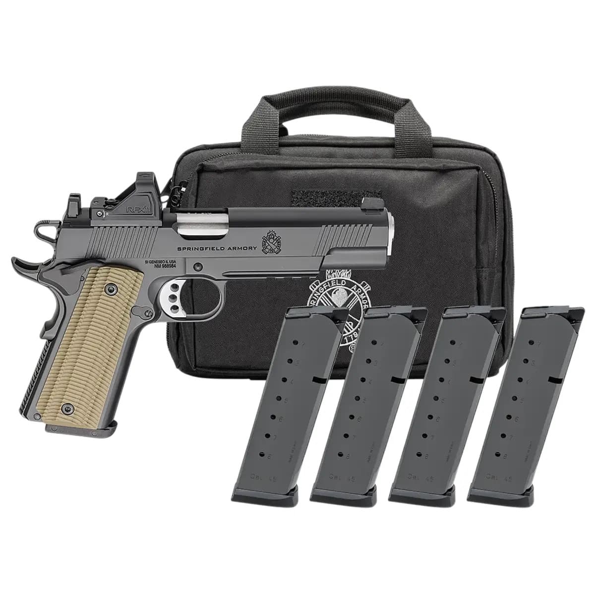 Springfield Armory 1911 Operator AOS Gear Pac 9mm Luger 9+1 5" Stainless Match Grade Barrel, Optic Ready, Veridian RFX-11 Green Dot Springfield Armory 1911 Operator AOS Gear Pac 9mm Luger 9+1 5" Stainless Match Grade Barrel, Optic Ready, Veridian RFX-11 Green Dot