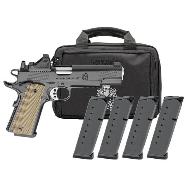 Springfield Armory 1911 Operator AOS Gear Pac 9mm Luger 9+1 5" Stainless Match Grade Barrel, Optic Ready, Veridian RFX-11 Green Dot Springfield Armory 1911 Operator AOS Gear Pac 9mm Luger 9+1 5" Stainless Match Grade Barrel, Optic Ready, Veridian RFX-11 Green Dot