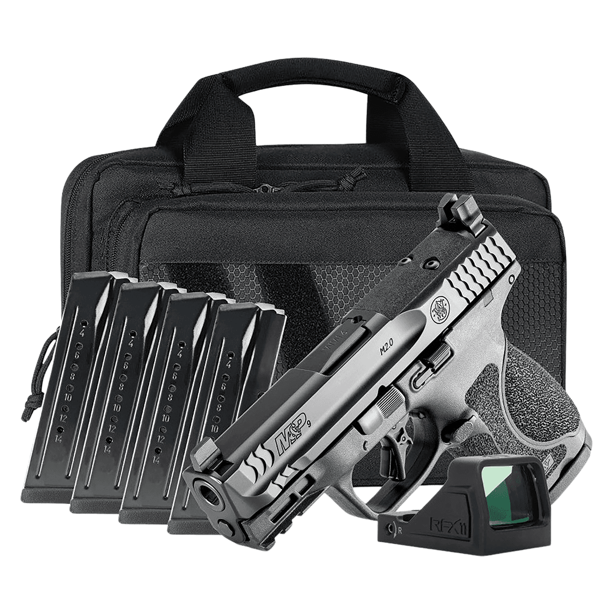 S&W M&P M2.0 Bundle RFX-11 Green Dot, 5 Mags CCW 9mm Pistol S&W M&P M2.0 Bundle RFX-11 Green Dot, 5 Mags CCW 9mm Pistol