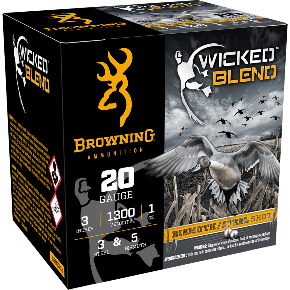 Browning Ammo B193432033 Wicked Blend 20 Gauge 3" 1oz 3/5BI Shot 25 Per Box Browning Ammo B193432033 Wicked Blend 20 Gauge 3" 1oz 3/5BI Shot 25 Per Box