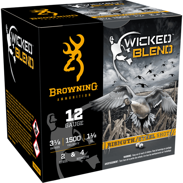 Browning Ammo B193431242 Wicked Blend 12 Gauge 3.50" 1 1/2oz 2/4BI Shot 25 Per Box Browning Ammo B193431242 Wicked Blend 12 Gauge 3.50" 1 1/2oz 2/4BI Shot 25 Per Box