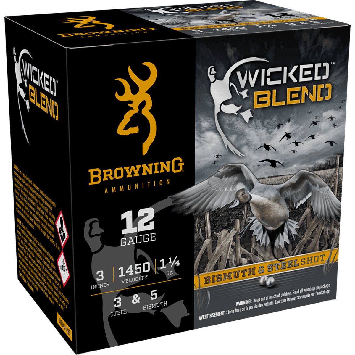 Browning Ammo B193431233 Wicked Blend 12 Gauge 3" 1 1/4oz 3/5BI Shot 25 Per Box Browning Ammo B193431233 Wicked Blend 12 Gauge 3" 1 1/4oz 3/5BI Shot 25 Per Box