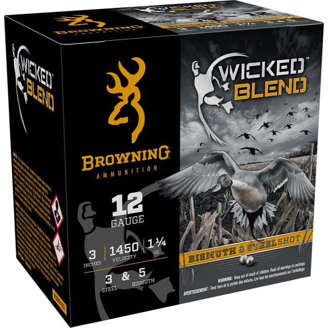 Browning Ammo B193431233 Wicked Blend 12 Gauge 3" 1 1/4oz 3/5BI Shot 25 Per Box Browning Ammo B193431233 Wicked Blend 12 Gauge 3" 1 1/4oz 3/5BI Shot 25 Per Box