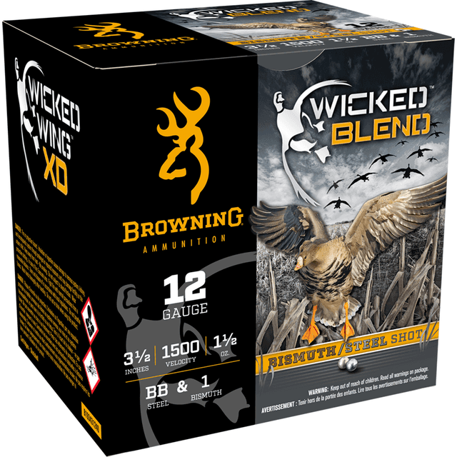 Browning Ammo B193431240 Wicked Blend 12 Gauge 3.50" 1 1/2oz BB/1BI Shot 25 Per Box Browning Ammo B193431240 Wicked Blend 12 Gauge 3.50" 1 1/2oz BB/1BI Shot 25 Per Box
