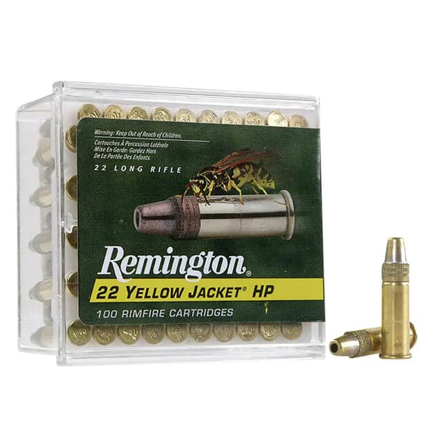 Remington Ammunition 21280 Yellow Jacket Rimfire 22LR 33gr Truncated Cone Hollow Point 100 Per Box Remington Ammunition 21280 Yellow Jacket Rimfire 22LR 33gr Truncated Cone Hollow Point 100 Per Box