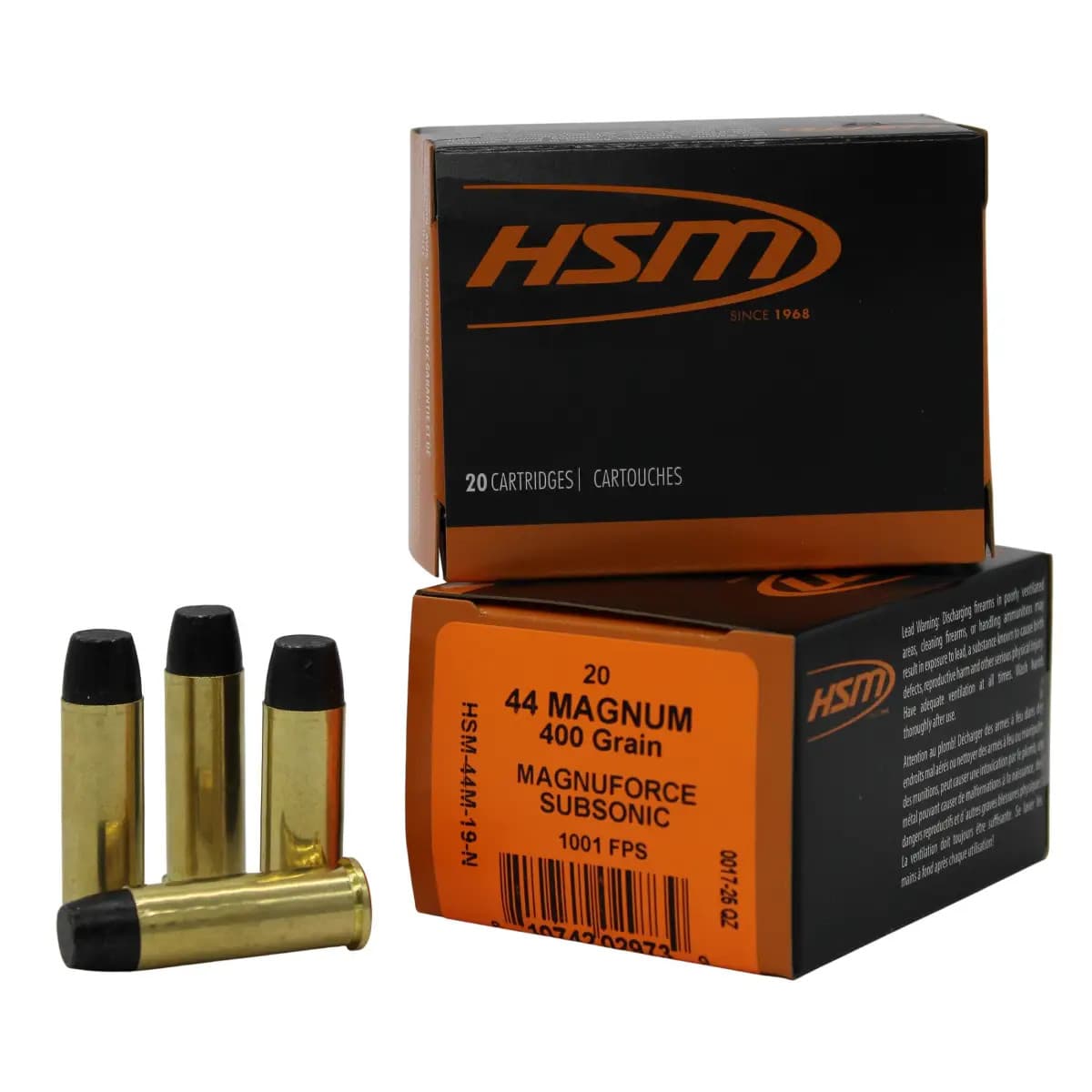 HSM 44 Rem Mag Subsonic 400gr Hard Cast Long Flat Nose 20 Per Box 44M19N HSM 44 Rem Mag Subsonic 400gr Hard Cast Long Flat Nose 20 Per Box 44M19N