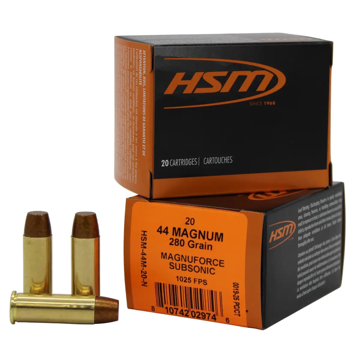 HSM 44M20N 44 Rem Mag Subsonic 280gr Hard Cast Long Flat Nose 20 Per Box HSM 44M20N 44 Rem Mag Subsonic 280gr Hard Cast Long Flat Nose 20 Per Box