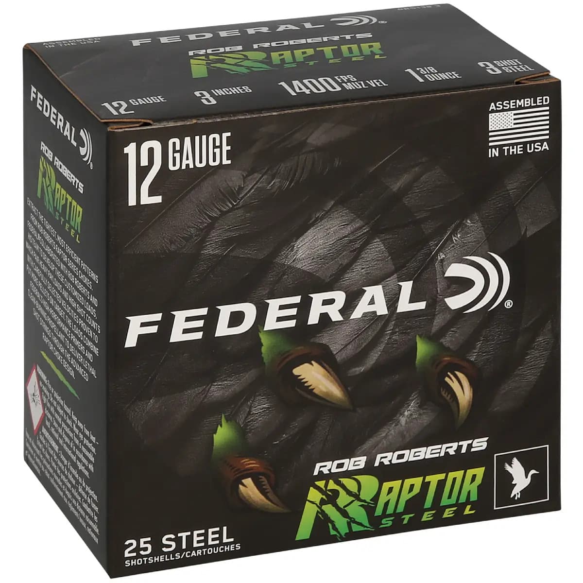 Federal Rob Roberts Raptor 12 Gauge 3" 1 3/8oz 3 Shot 25 Per Box RRS1383 Federal Rob Roberts Raptor 12 Gauge 3" 1 3/8oz 3 Shot 25 Per Box RRS1383
