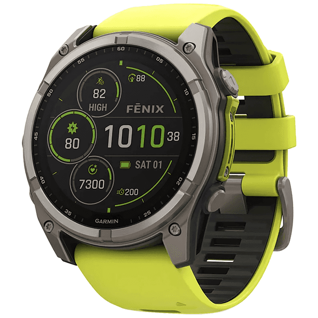 Garmin Fenix 8 Solar Yellow/Graphite Band Sunlight-Visible/Transflective MIP Display Compatible w/ iPhone/Android Garmin Fenix 8 Solar Yellow/Graphite Band Sunlight-Visible/Transflective MIP Display Compatible w/ iPhone/Android