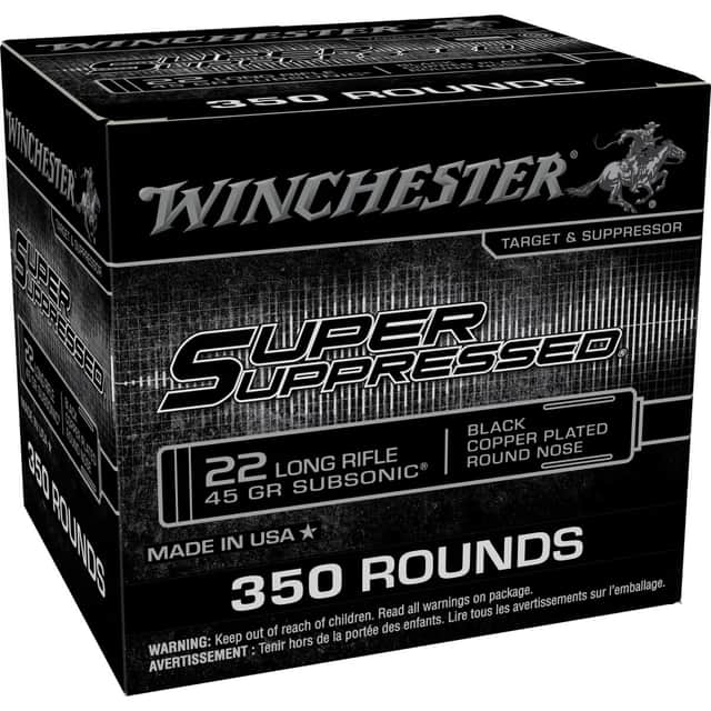 Winchester Ammo Super Suppressed 22LR 45gr 350 Per Box SUP22LRB2 Winchester Ammo Super Suppressed 22LR 45gr 350 Per Box SUP22LRB2
