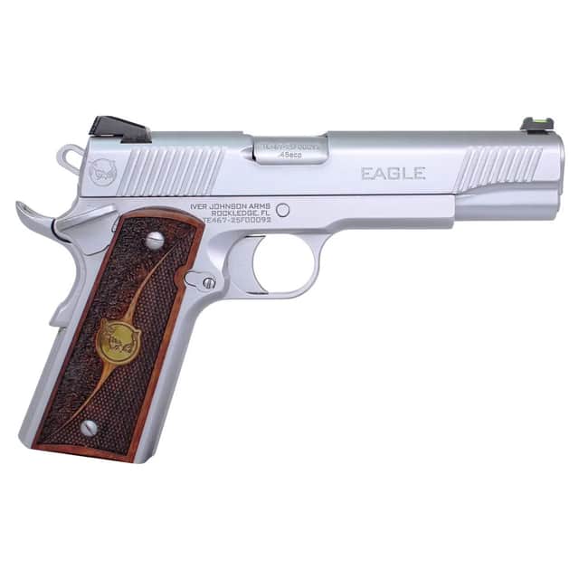 Iver Johnson Arms Eagle Gen2 HC Government Frame 45 ACP 8+1 5" Overall Satin Hard Chrome Crowned Barrel EAGLEHC Iver Johnson Arms Eagle Gen2 HC Government Frame 45 ACP 8+1 5" Overall Satin Hard Chrome Crowned Barrel EAGLEHC