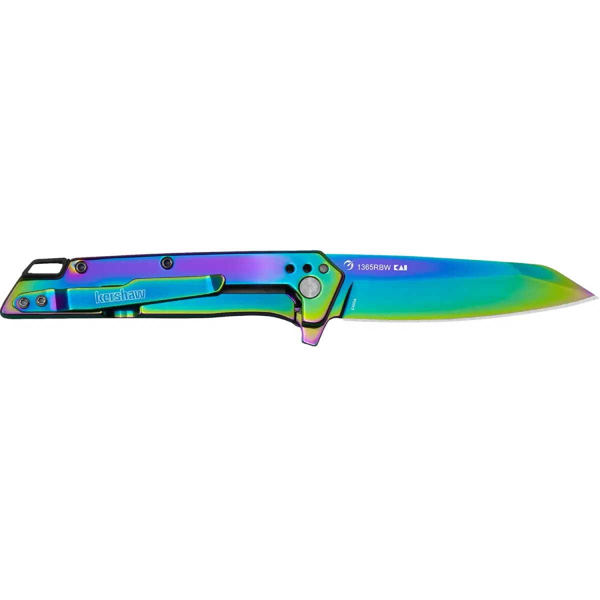 Kershaw Misdirect 3" Folding Reverse Tanto Plain Polished Rainbow PVD 4Cr14 Blade, Polished Rainbow PVD Stainless Steel Handle 1365RBW Kershaw Misdirect 3" Folding Reverse Tanto Plain Polished Rainbow PVD 4Cr14 Blade, Polished Rainbow PVD Stainless Steel Handle 1365RBW