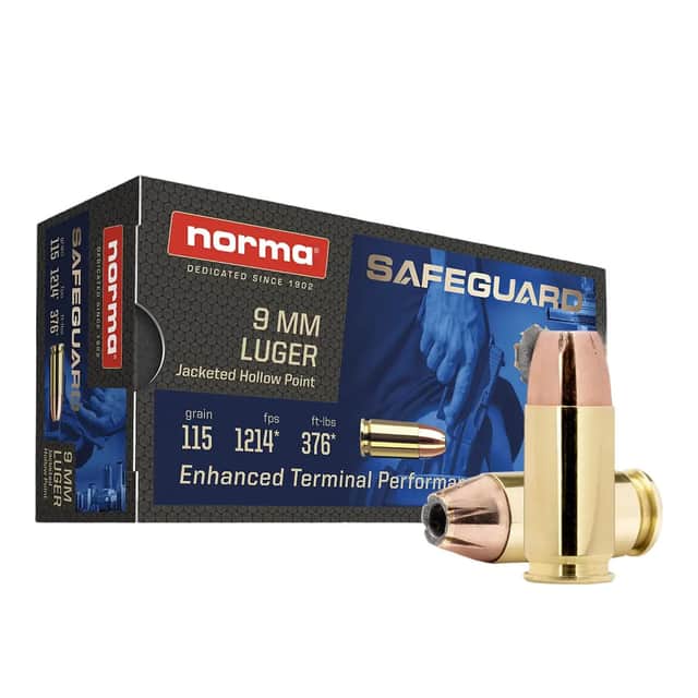Norma Ammunition 9mm Luger Safeguard 50 Per Box 610540050 Norma Ammunition 9mm Luger Safeguard 50 Per Box 610540050