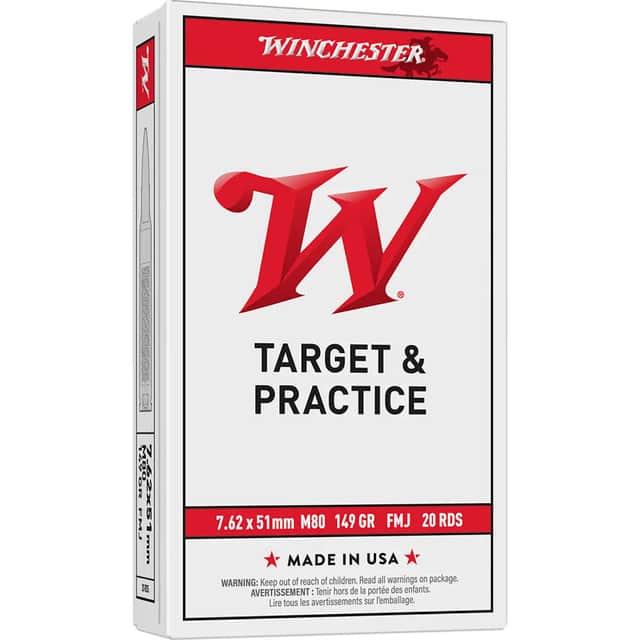 Winchester Ammo WM80 USA M80 7.62x51mm NATO 149gr Full Metal Jacket Lead Core 20 Per Box Winchester Ammo WM80 USA M80 7.62x51mm NATO 149gr Full Metal Jacket Lead Core 20 Per Box