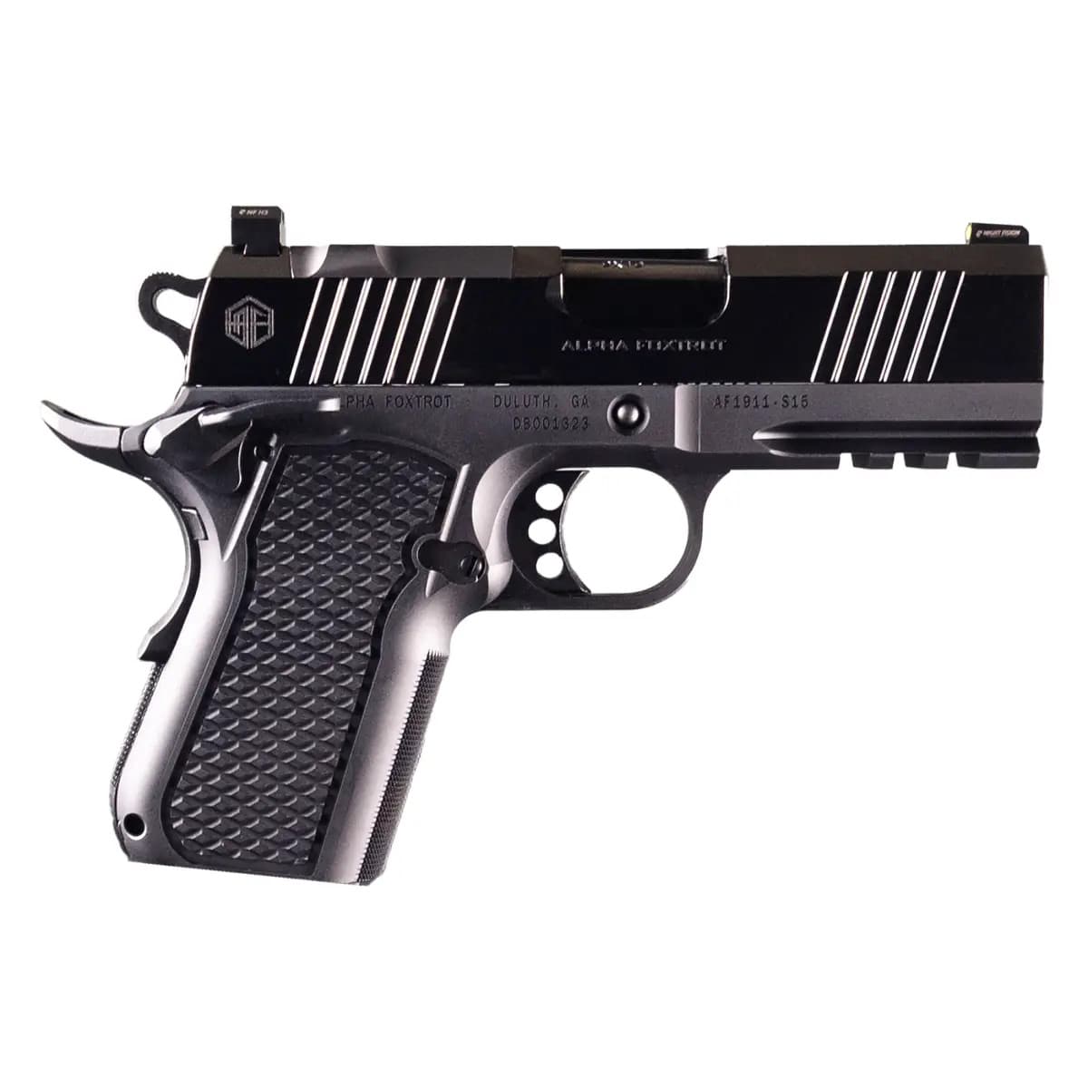 Alpha Foxtrot AF1911 S15 Sub-Compact Frame 9mm Luger 15+1 3.50" Black Bull Ramped Barrel, Polished Black DLC, Optic Ready AA35X1QMD-PDBK15 Alpha Foxtrot AF1911 S15 Sub-Compact Frame 9mm Luger 15+1 3.50" Black Bull Ramped Barrel, Polished Black DLC, Optic Ready AA35X1QMD-PDBK15