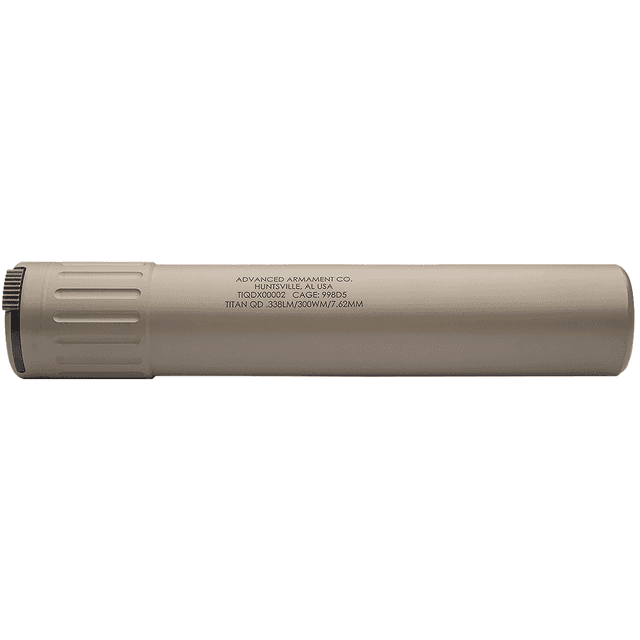 Advanced Armament 86601 Titan-QD 338LM/8.6BLK 1.85" FDE Titanium Suppressor Advanced Armament 86601 Titan-QD 338LM/8.6BLK 1.85" FDE Titanium Suppressor