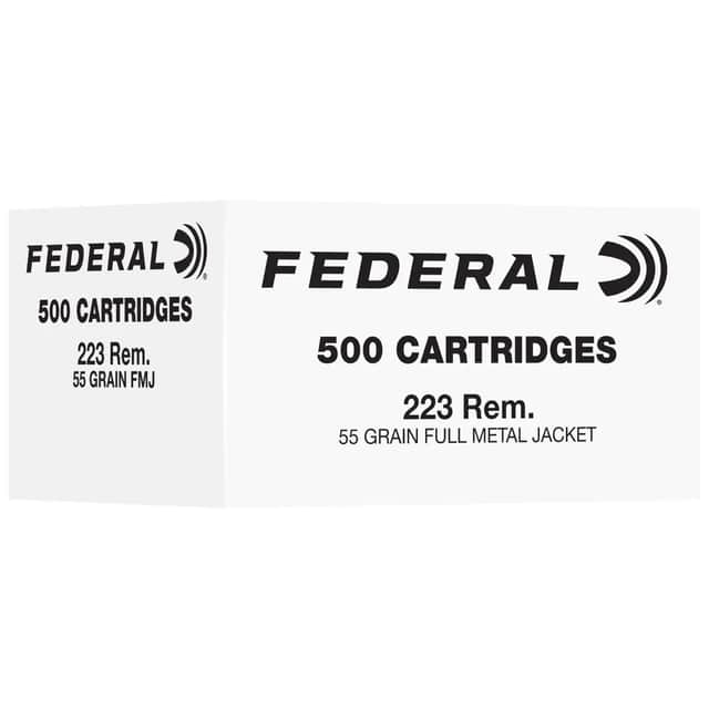 Federal 223Rem 55gr Full Metal Jacket 500 Per Box FC223F500 Federal 223Rem 55gr Full Metal Jacket 500 Per Box FC223F500