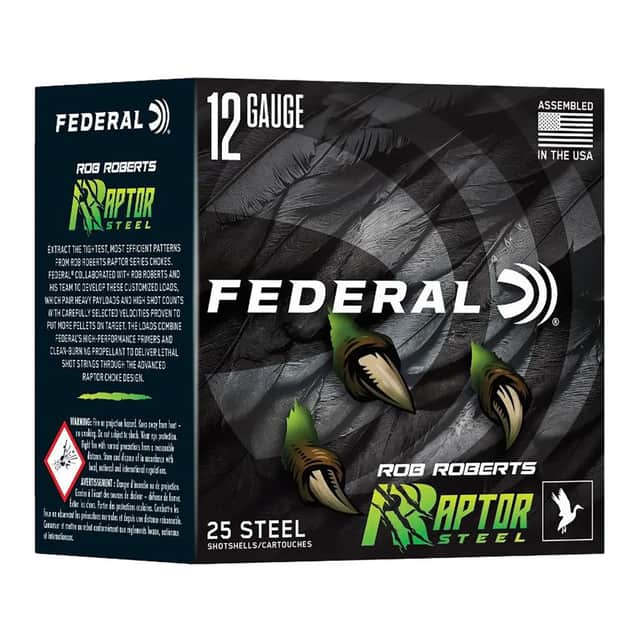 Federal Rob Roberts Raptor 12 Gauge 3" 1 3/8oz 2 Shot 25 Per Box RRS1382 Federal Rob Roberts Raptor 12 Gauge 3" 1 3/8oz 2 Shot 25 Per Box RRS1382