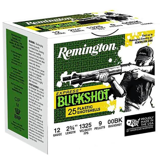 Remington Ammunition Express Buckshot 12 Gauge 2.75" 00 Buck Shot 25 Per Box 20411 Remington Ammunition Express Buckshot 12 Gauge 2.75" 00 Buck Shot 25 Per Box 20411