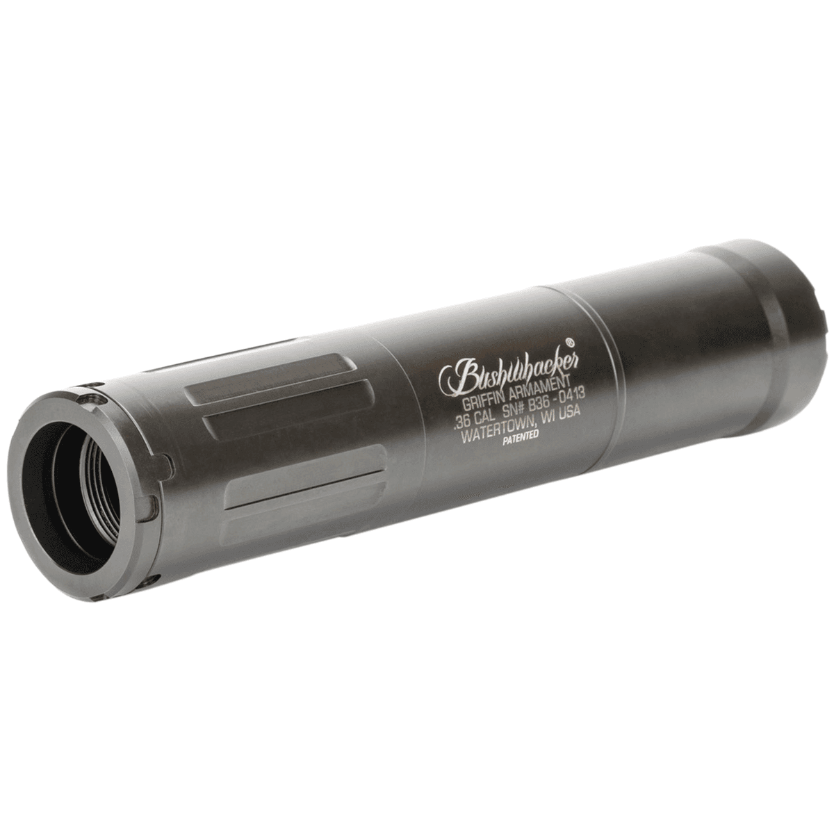Griffin Armament GABUSH36W Bushwacker 36 Modular 36 Cal 1.50"D Black Cerakote 17-4 Stainless Steel Suppressor Griffin Armament GABUSH36W Bushwacker 36 Modular 36 Cal 1.50"D Black Cerakote 17-4 Stainless Steel Suppressor