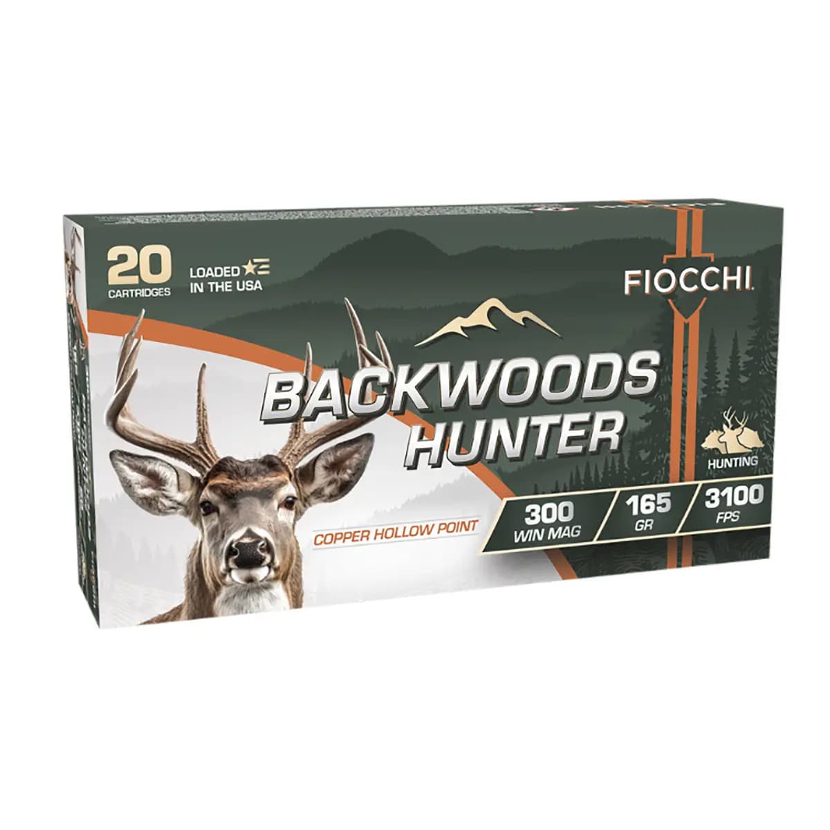 Fiocchi Backwoods Hunter 300 Win Mag 165gr Copper Hollow Point 20 Per Box 300WMBHC Fiocchi Backwoods Hunter 300 Win Mag 165gr Copper Hollow Point 20 Per Box 300WMBHC