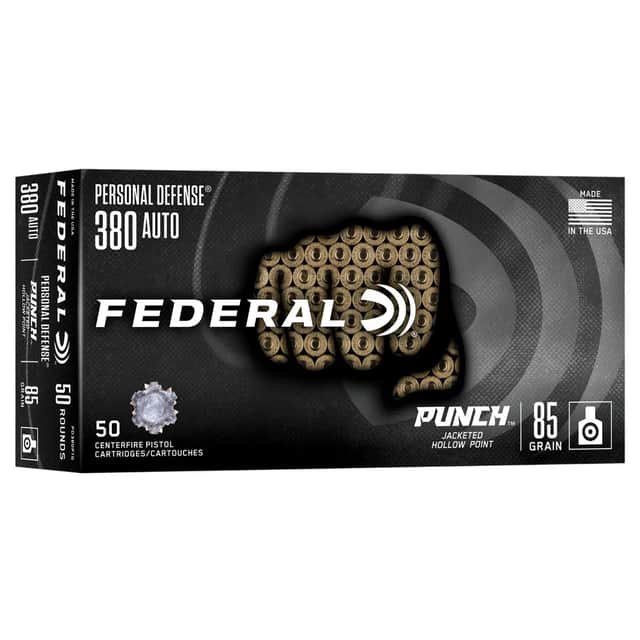 Federal Punch 380 ACP 85gr Jacketed Hollow Point 50 Per Box PD380P1G Federal Punch 380 ACP 85gr Jacketed Hollow Point 50 Per Box PD380P1G