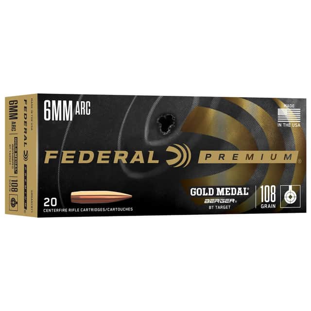 Federal Gold Medal 6mm ARC 108gr 20 Per Box GM6ARCBT1 Federal Gold Medal 6mm ARC 108gr 20 Per Box GM6ARCBT1