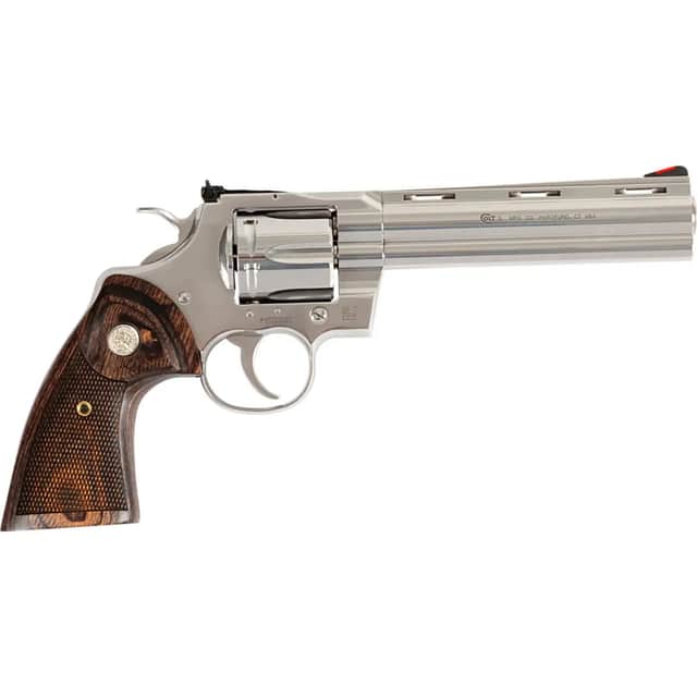 Colt Mfg Python Target 357 Mag 38 Special 6 Shot 6" Stainless, Walnut w/ Medallion PYTHONSP6WFTG Colt Mfg Python Target 357 Mag 38 Special 6 Shot 6" Stainless, Walnut w/ Medallion PYTHONSP6WFTG