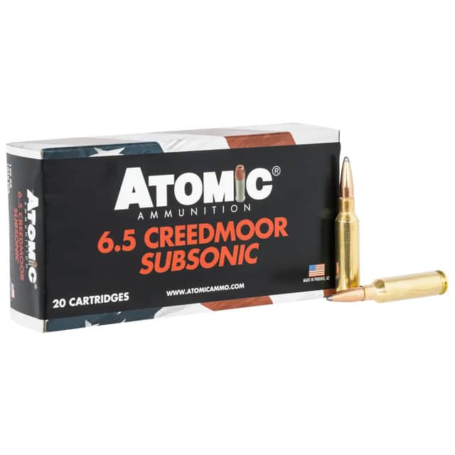 Atomic Ammunition Rifle Subsonic 6.5 Creedmoor 129gr Jacket Hollow Point 20 Per Box 00482 Atomic Ammunition Rifle Subsonic 6.5 Creedmoor 129gr Jacket Hollow Point 20 Per Box 00482