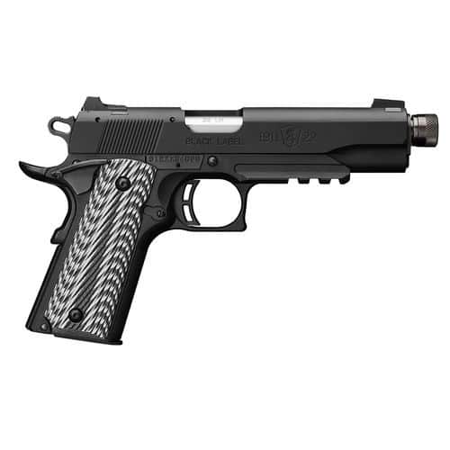 Browning 1911-22 Black Label SR with Rail 22 LR 4.88" TB 10+1 Matte Black Matte Black Aluminum Slide Black & Gray G10 Grip 051820490 Browning 1911-22 Black Label SR with Rail 22 LR 4.88" TB 10+1 Matte Black Matte Black Aluminum Slide Black & Gray G10 Grip 051820490